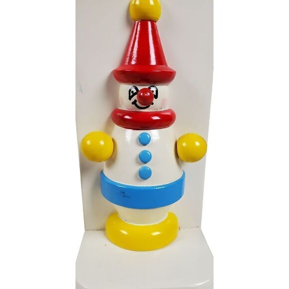 Circus Clown Bookends Yellow Red Childs Shelf Decor Novelty Unique Whimsical - Picture 2 of 8